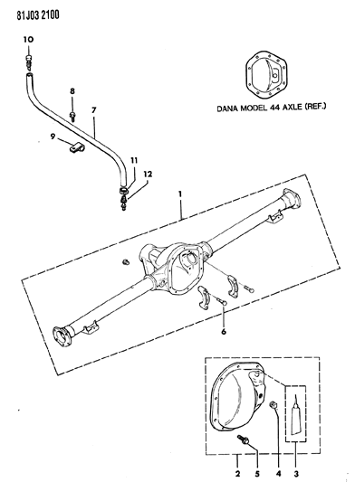 1986 Jeep Comanche Axle Housing, Rear Diagram 2 - Thumbnail