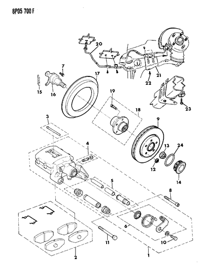 1991 Dodge Monaco Bolt, Caliper Mounting M10X1.25X80.00 Diagram for 34202858