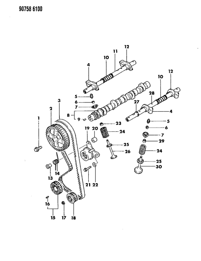 1990 Dodge Ram 50 Camshaft & Valves Diagram 1 - Thumbnail