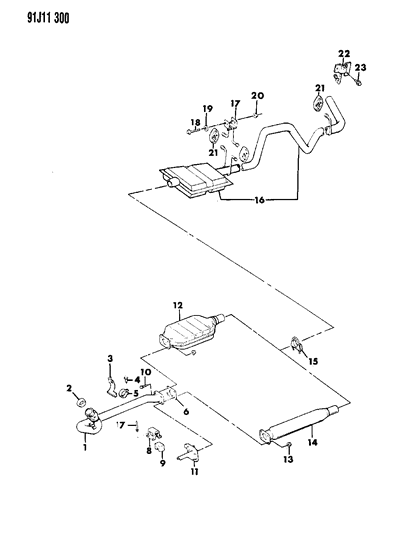 1992 Jeep Comanche Exhaust System Diagram 2 - Thumbnail