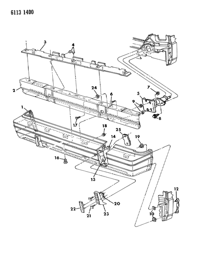 1986 Dodge Aries Hardware Kit, Front Diagram for 4270974