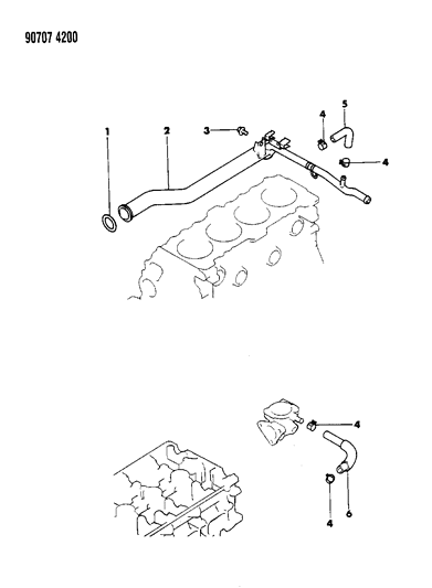 1990 Dodge Colt Water Hose & Pipe Diagram 1 - Thumbnail