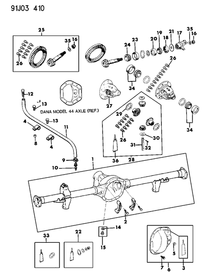 1992 Jeep Wrangler Housing & Differential, Rear Axle Diagram 4 - Thumbnail