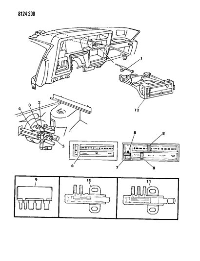 1988 Chrysler New Yorker Base Model Controls, Heater Diagram