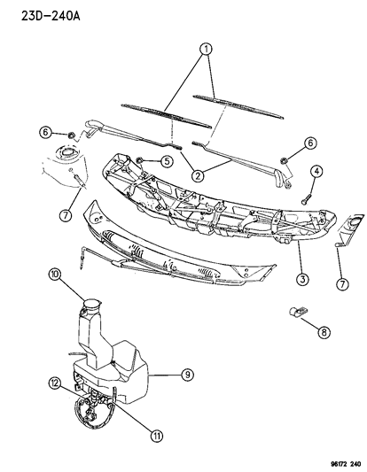 1996 Dodge Caravan Windshield Wiper & Washer System Diagram