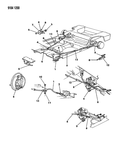 1989 Dodge Shadow Rear Cable Diagram for 4383980