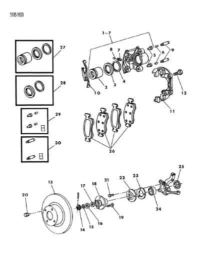 1985 Chrysler Executive Limousine Brakes, Front Diagram 2 - Thumbnail