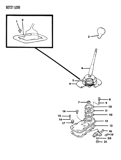 1993 Dodge Ram 50 Controls, Gearshift of Manual Transmission & Transfer Case Diagram 2 - Thumbnail