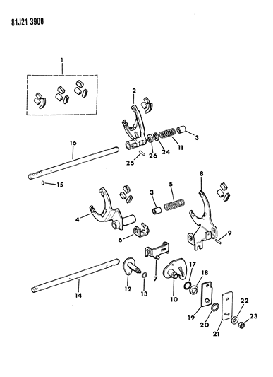 1986 Jeep Comanche Shift Forks, Rails And Shafts Diagram 6 - Thumbnail