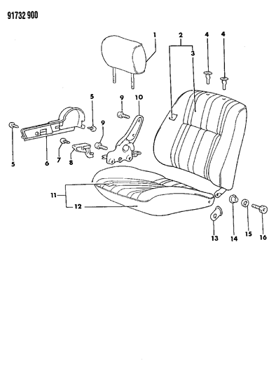 1991 Dodge Colt Front Seat - Right Diagram 2 - Thumbnail