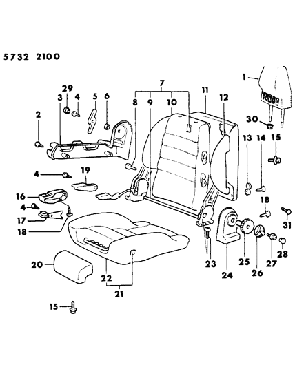 1985 Chrysler Conquest Bolt, Recliner (Use Up To 8-87) Diagram for MB144649