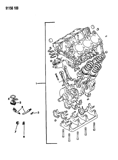 1991 Chrysler LeBaron GTC Short Engine Diagram