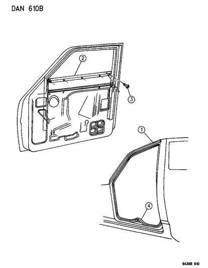 1996 Dodge Dakota Weatherstrip Diagram for 55256092