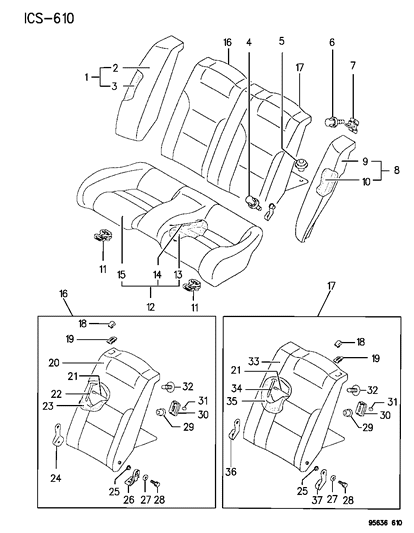 1996 Chrysler Sebring Coupe Rear Seat Diagram