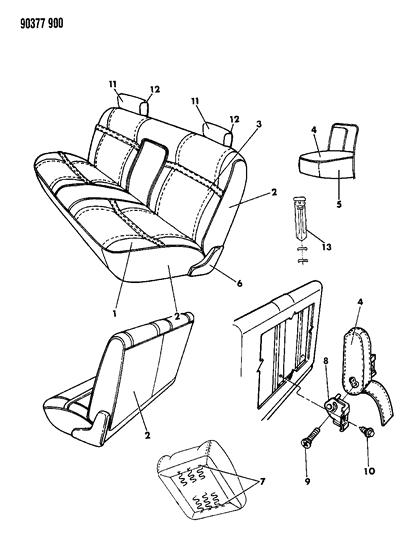 1993 Dodge Dakota Front Seat Diagram 2 - Thumbnail