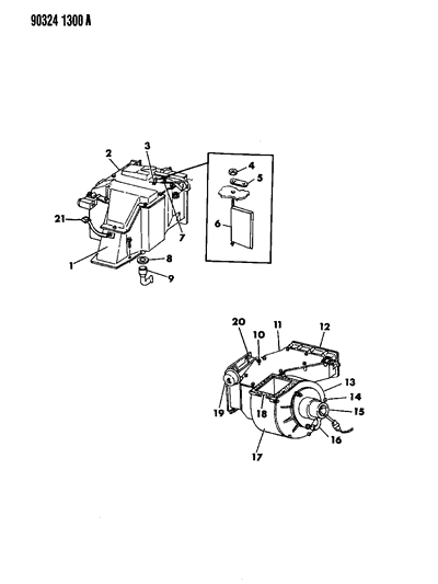 1991 Dodge Ram Van Lever, A/C Recirculation Door Diagram for 4114095