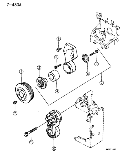 1994 Dodge Ram 2500 Drive Pulleys Diagram 2 - Thumbnail