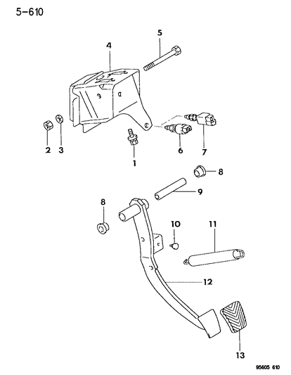 1996 Chrysler Sebring Coupe Brake Pedal Diagram 2 - Thumbnail