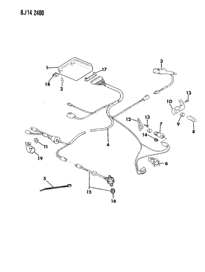 1988 Jeep Comanche Speed Control, Instrument Panel Components Diagram