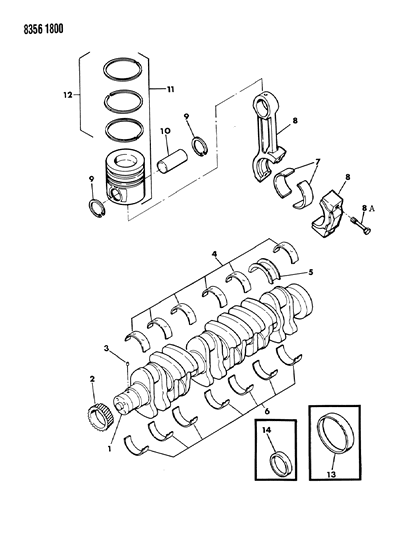 1989 Dodge D150 Pilot Bearing Diagram for 83507214