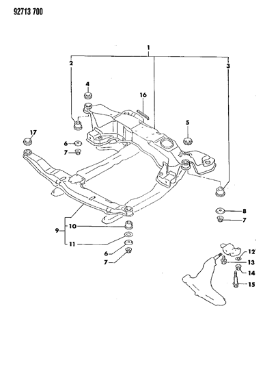 1992 Dodge Stealth Stopper Plate, Driver Side Diagram for MB303624