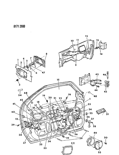 1988 Dodge Daytona Door, Front Complete Less Weatherstrip And Runs Diagram