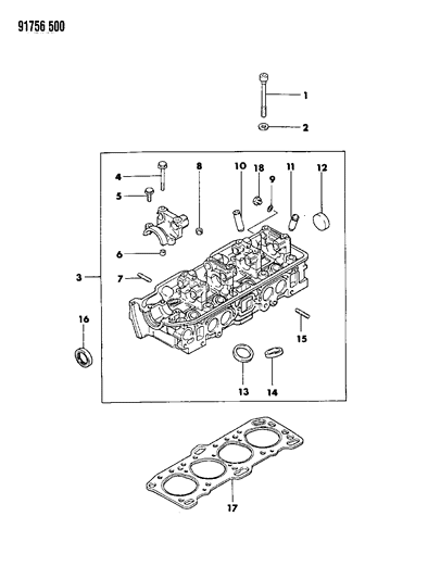 1991 Dodge Stealth Cylinder Head & Cover Diagram 2 - Thumbnail