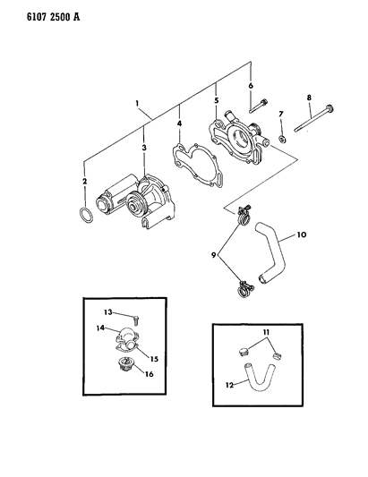 1986 Chrysler LeBaron Base Water Pump & Related Parts Diagram 3 - Thumbnail
