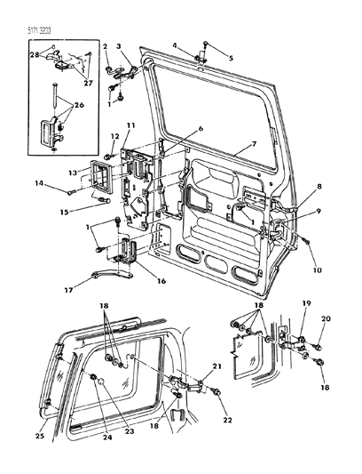 1985 Dodge Caravan Door, Sliding Shell, Glass And Controls Diagram