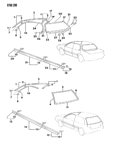 1989 Dodge Colt Body Side Molding Diagram for MB608569