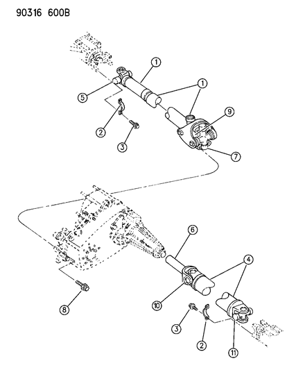 1993 Dodge Dakota Universal Joints Diagram for 4713528