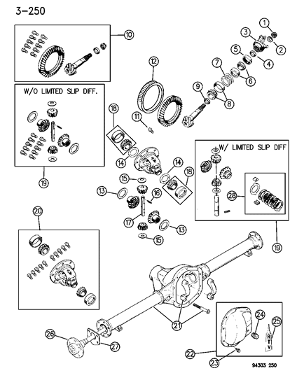 1994 Dodge Ram 2500 Axle, Rear, With Differential And Carrier Diagram 2 - Thumbnail