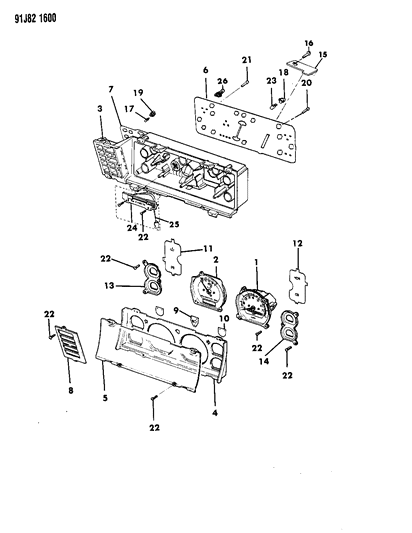 1992 Jeep Comanche Instrument Cluster Diagram 2 - Thumbnail