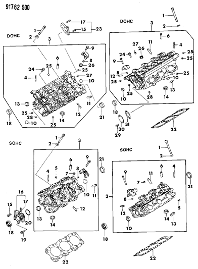 1991 Dodge Stealth Cylinder Head & Cover Diagram 5 - Thumbnail