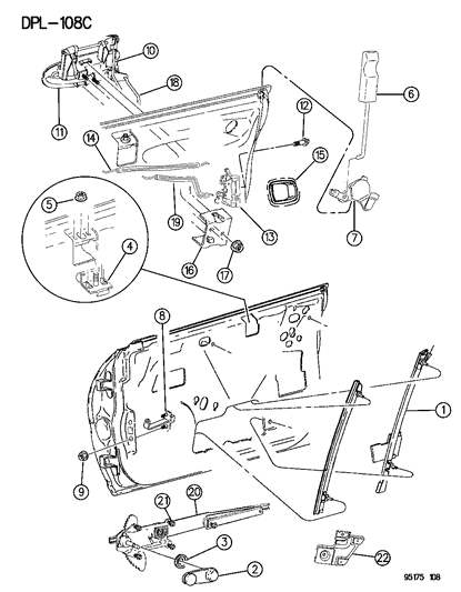 1995 Dodge Neon Regulator Handle Diagram for FW80PS6