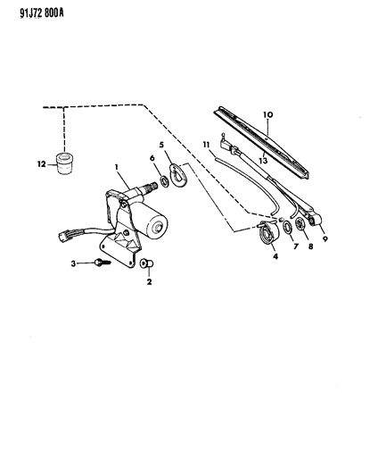1991 Jeep Cherokee Bezel, Wiper Diagram for 55000302