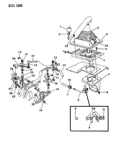 1986 Chrysler LeBaron Base Controls, Gearshift, Bench Seat Diagram