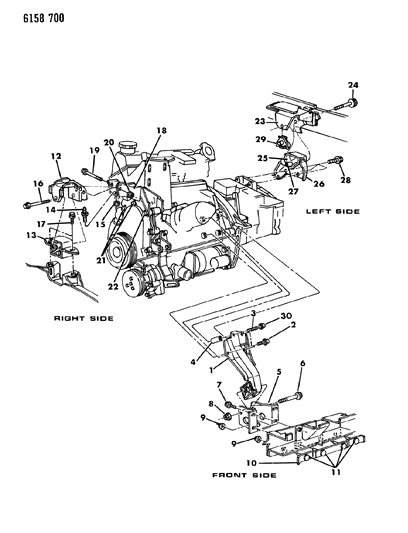 1986 Chrysler LeBaron Base Engine Mounting Diagram 1 - Thumbnail