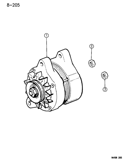 1994 Chrysler LeBaron GTC Alternator & Pulley Diagram