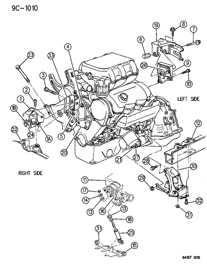 1994 Chrysler LeBaron GTC Engine Mounting Diagram