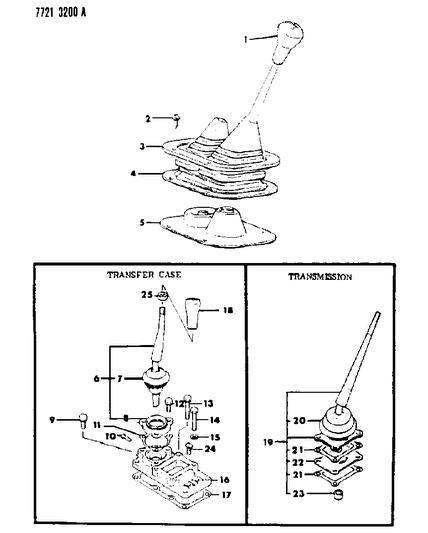 1987 Dodge Ram 50 Controls, Gearshift of Manual Transmission Diagram