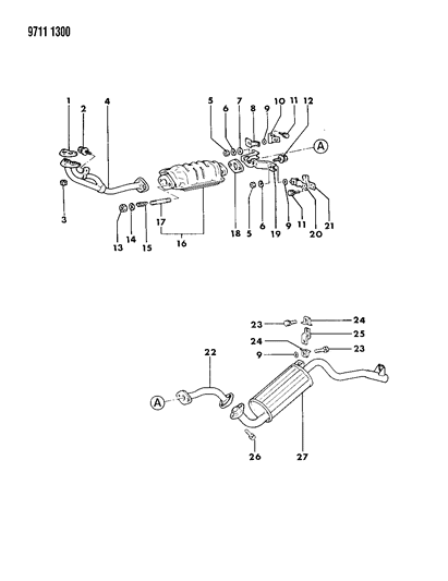 1989 Dodge Raider Exhaust System Diagram 2 - Thumbnail
