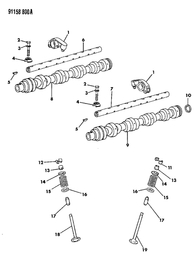 1991 Dodge Shadow Rocker Arms Diagram for 4484379