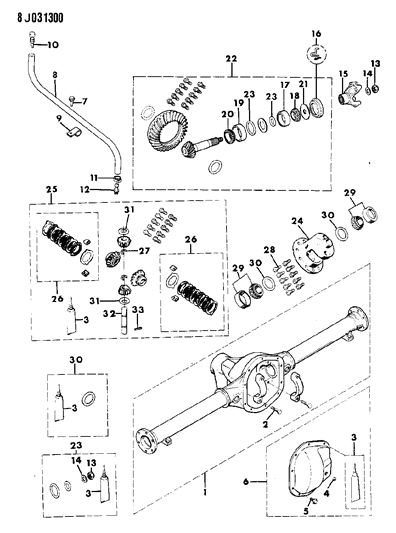 1988 Jeep J10 Housing & Differential, Rear Axle Diagram 1 - Thumbnail