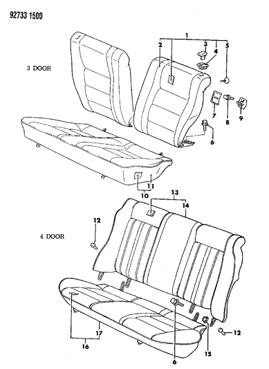 1992 Dodge Colt Rear Seat Diagram 2 - Thumbnail