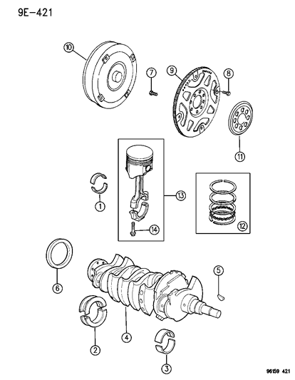 1996 Chrysler Cirrus Crankshaft , Piston & Torque Converter Diagram 3 - Thumbnail