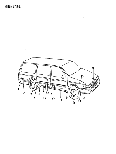 1990 Dodge Caravan Handle, Outside Diagram for 4538633