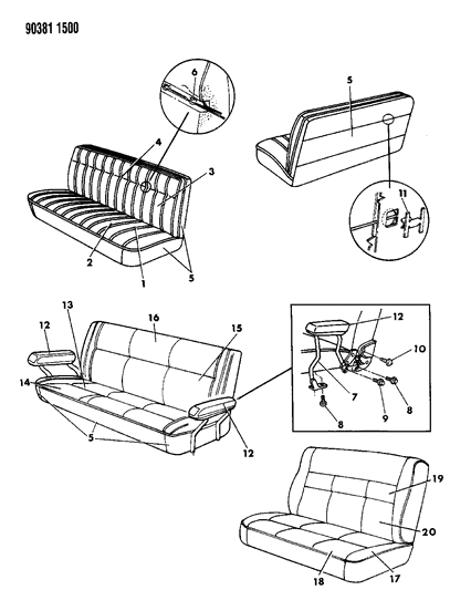 1990 Dodge D150 Rear Seat Diagram