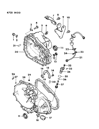 1984 Dodge Colt Case & Miscellaneous Parts of Manual Transmission Diagram