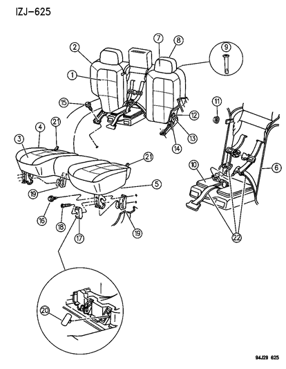 1996 Jeep Grand Cherokee Rear Bench Seat With Child Seat Diagram